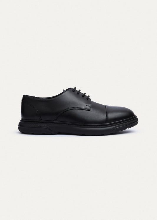 Leather Cap-Toe Oxford — Black