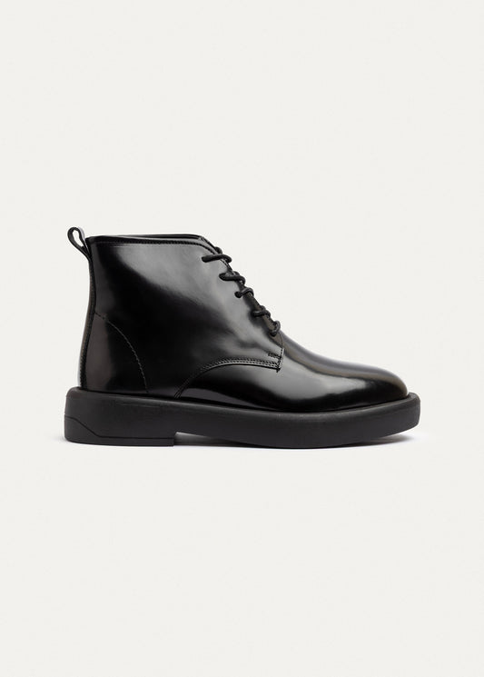 Patent Brogue Chukka Boot — Black