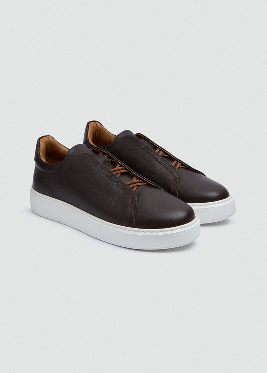 Lightweight Leather Sneaker — Brown