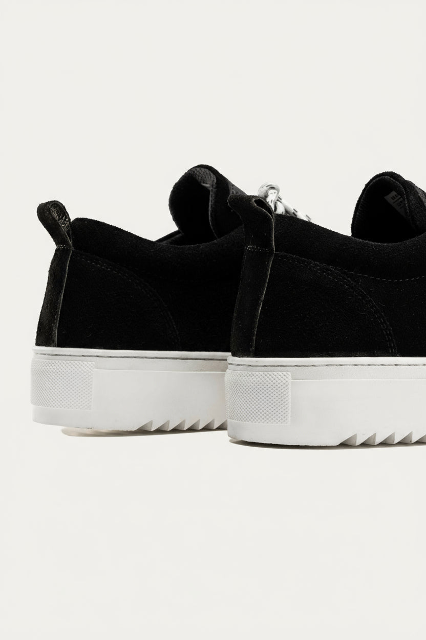 Leather Lace-Up Sneaker — Black & White