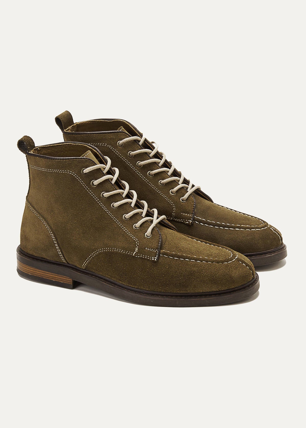 Leather Moc-Toe Half Boot — Olive