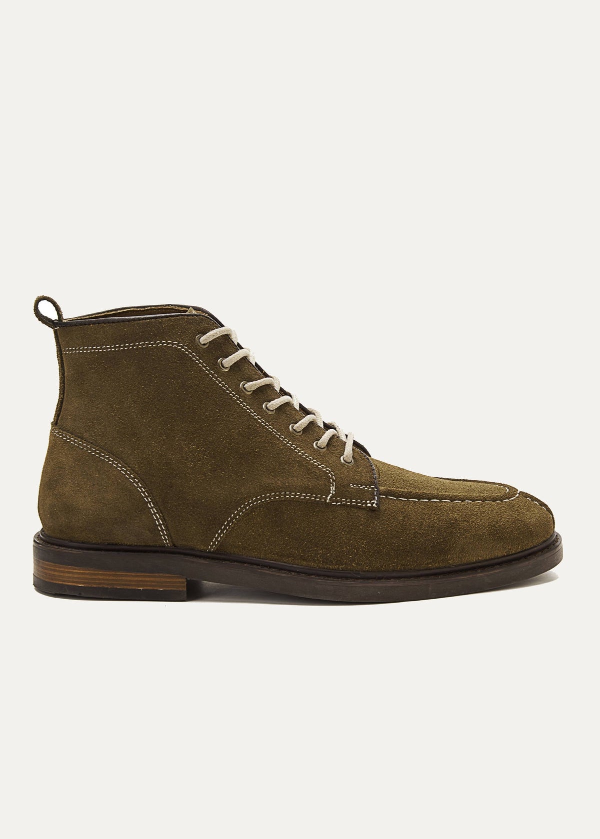 Leather Moc-Toe Half Boot — Olive