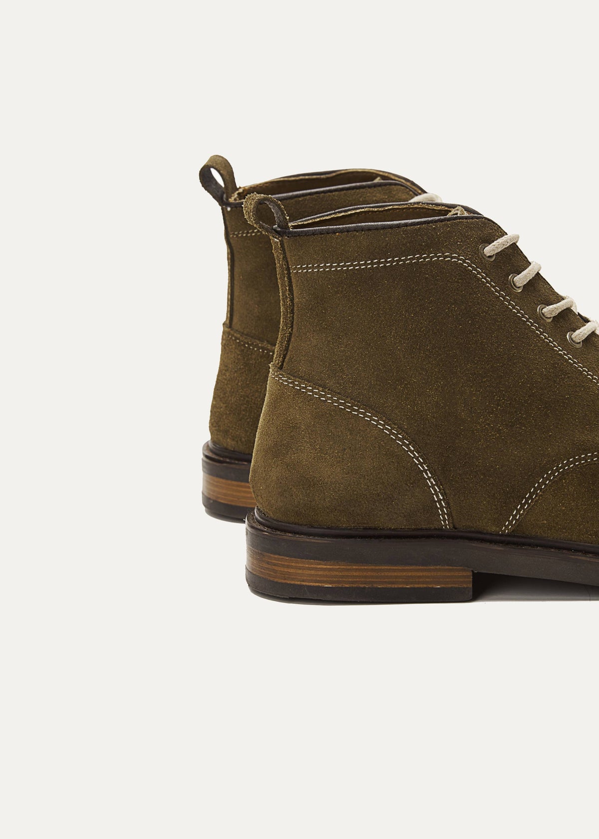 Leather Moc-Toe Half Boot — Olive