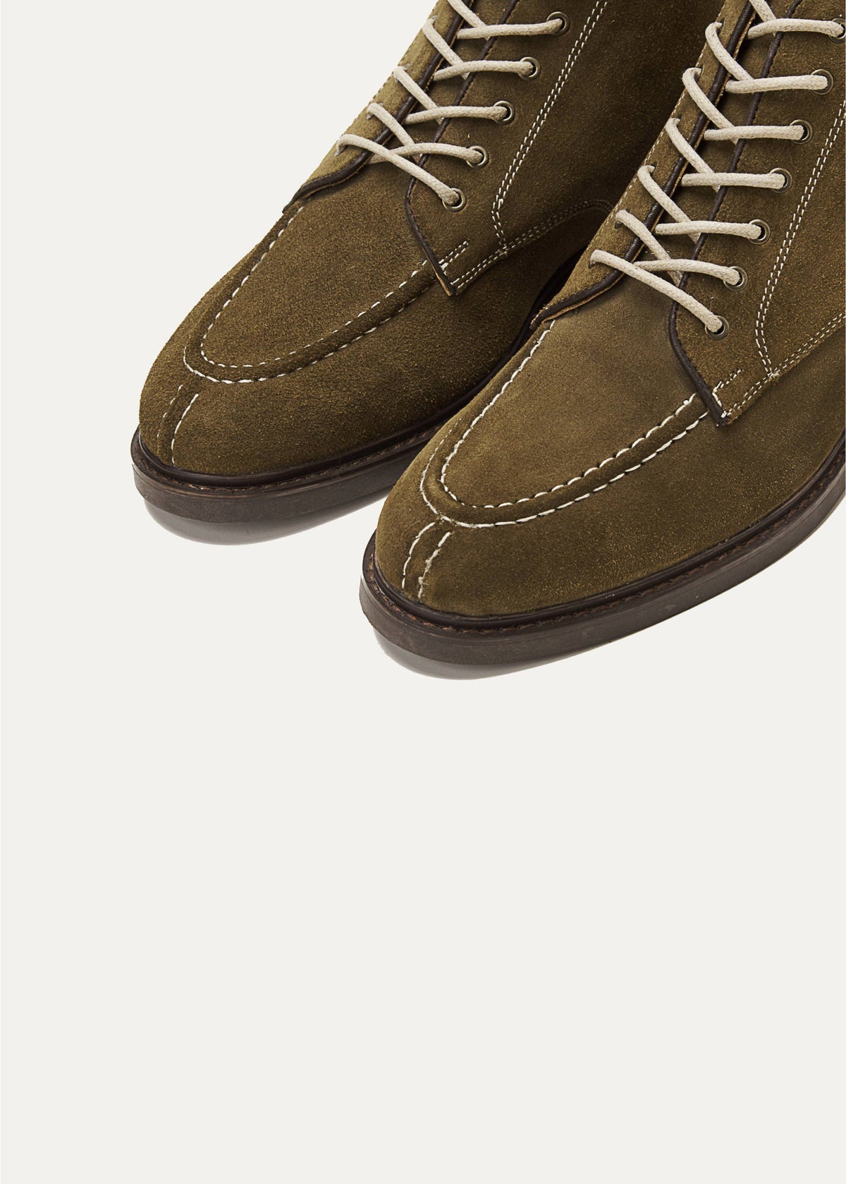 Leather Moc-Toe Half Boot — Olive