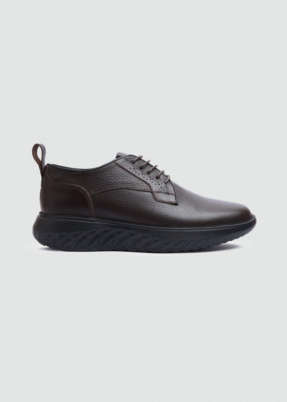 Pebbled Leather Lace-Up — Brown