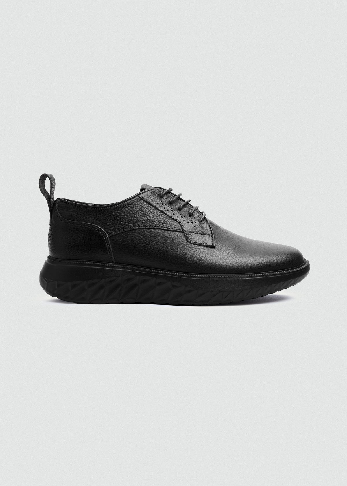 Pebbled Leather Lace-Up — Black
