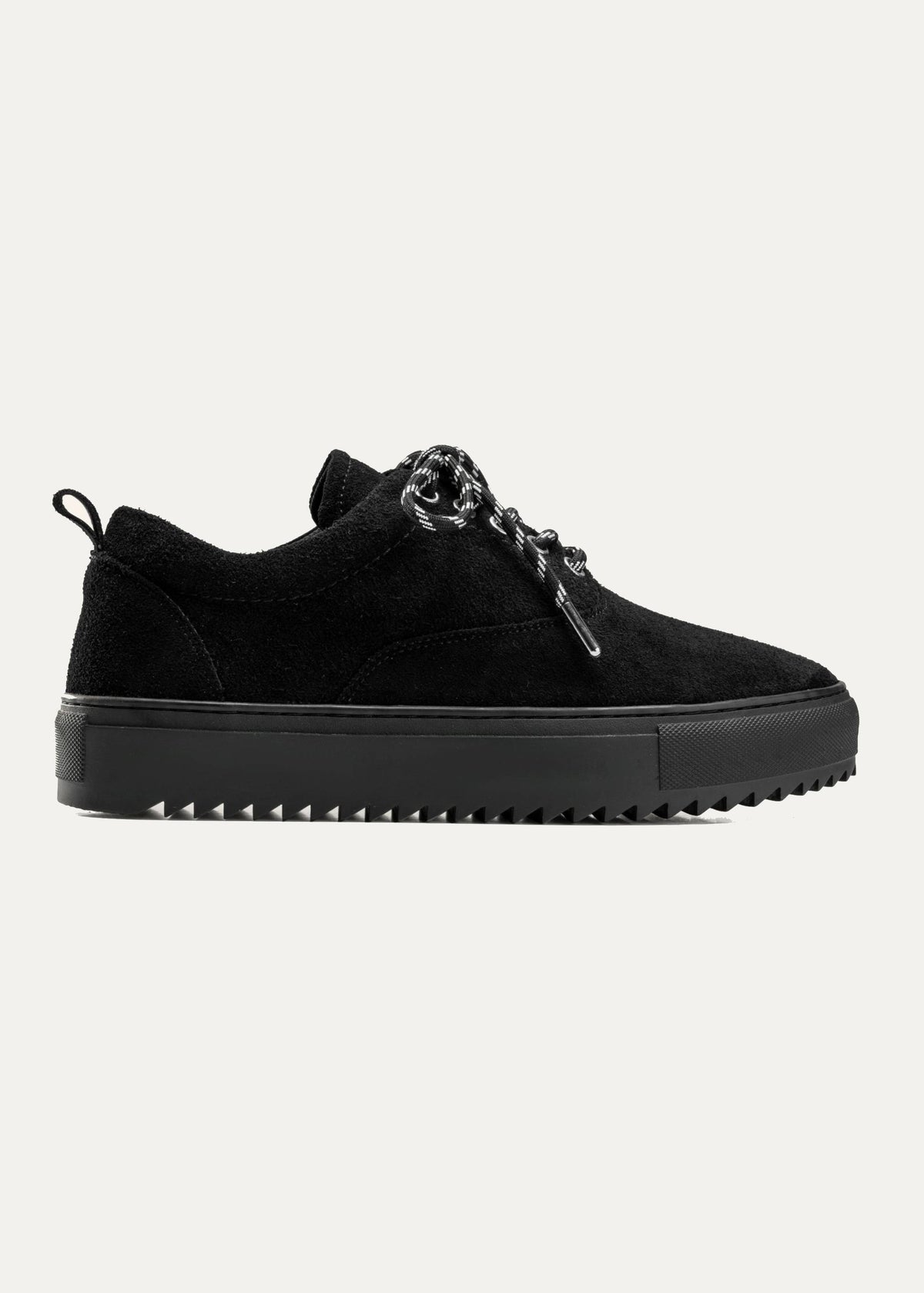 Suede Lace-Up Sneaker — Black