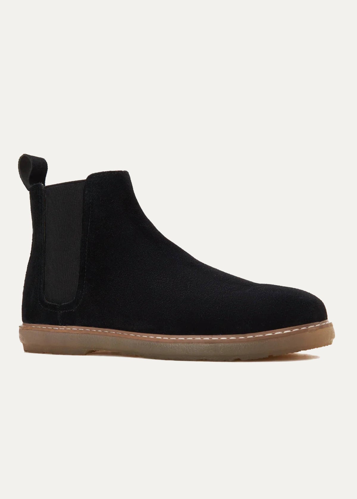 Plain Suede Chelsea Half Boot — Black