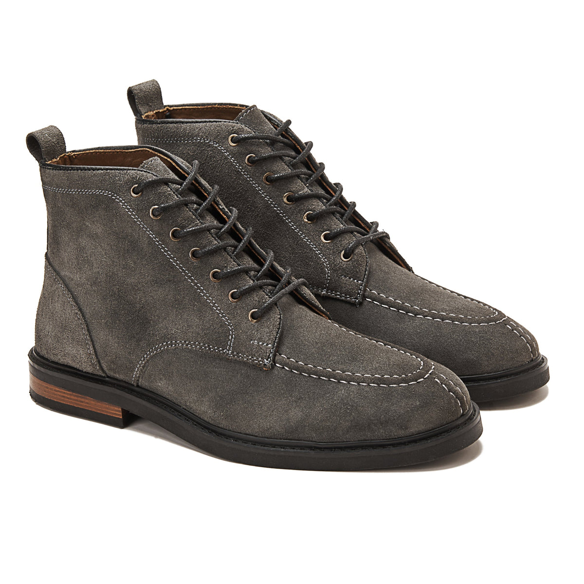 Leather Moc-Toe Half Boot — Gray