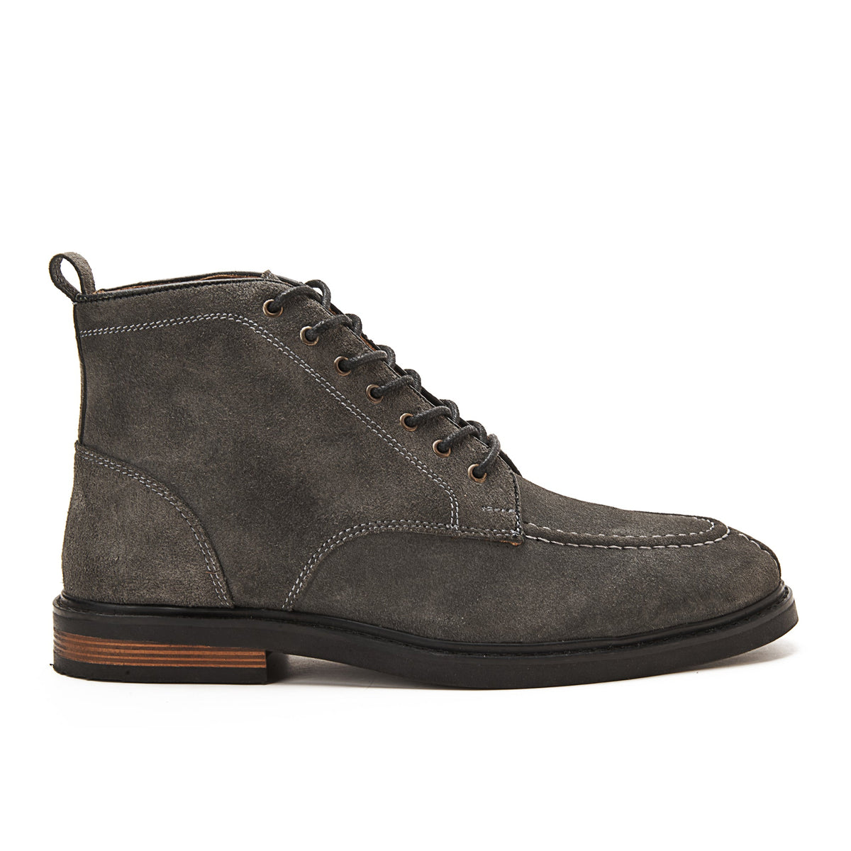 Leather Moc-Toe Half Boot — Gray