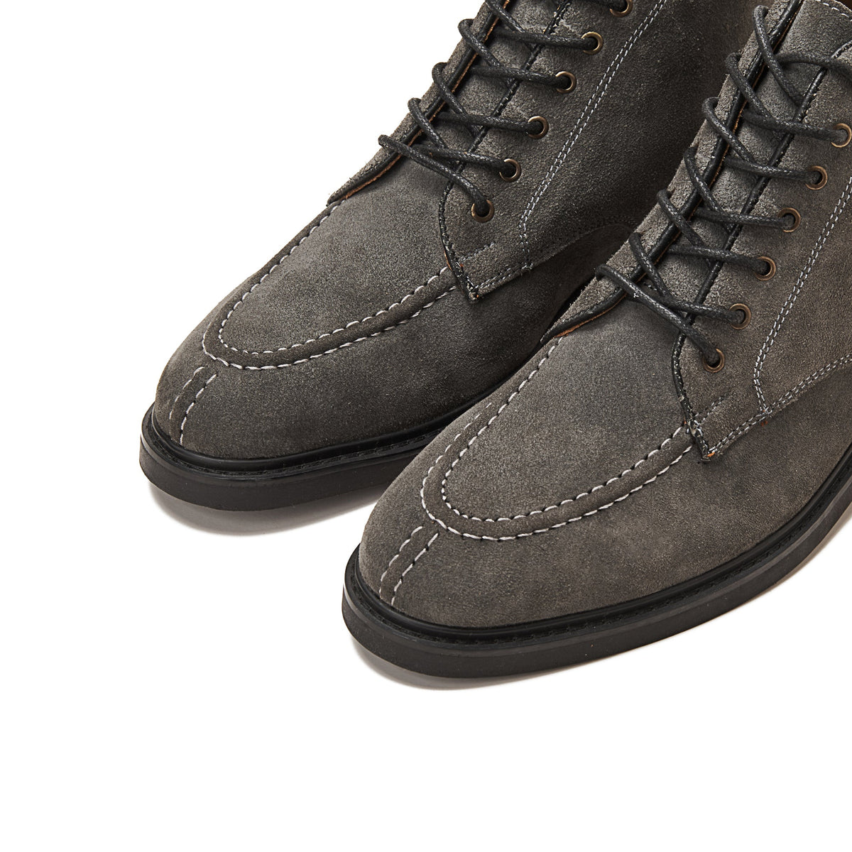 Leather Moc-Toe Half Boot — Gray