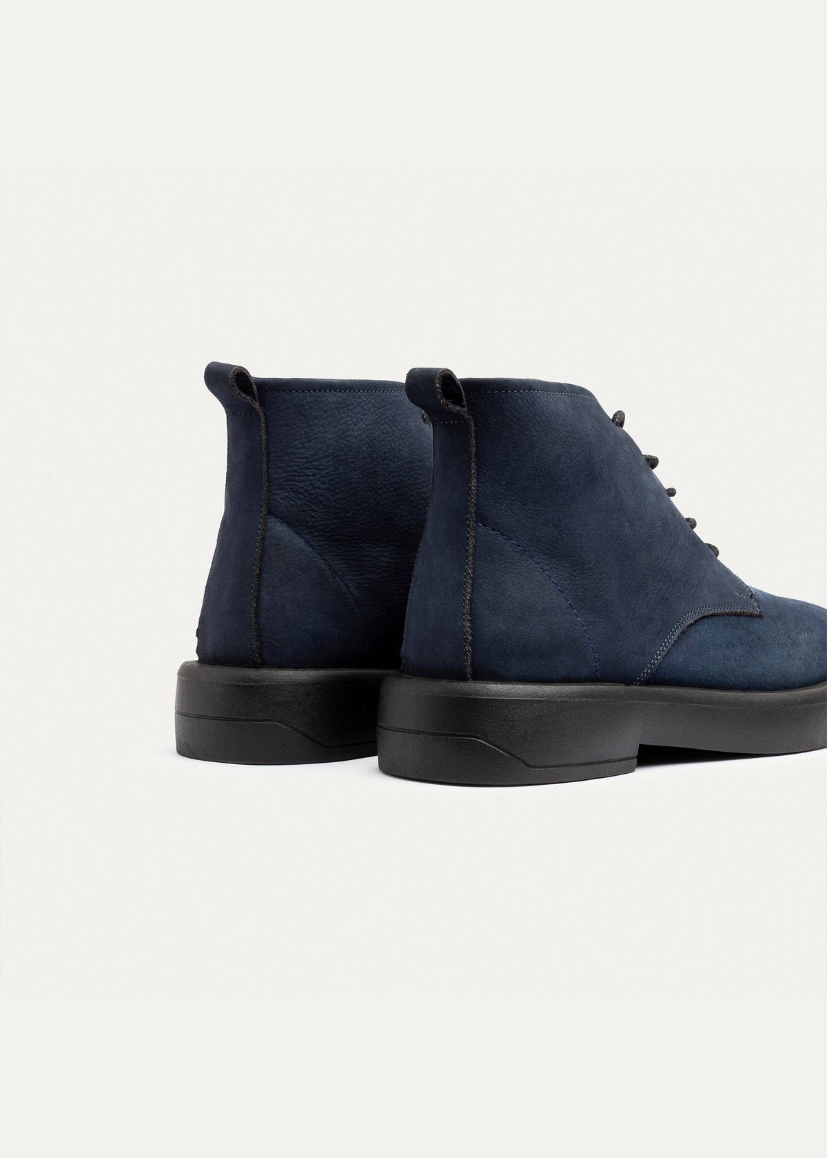 Leather Brogue Chukka Boot — Navy Blue