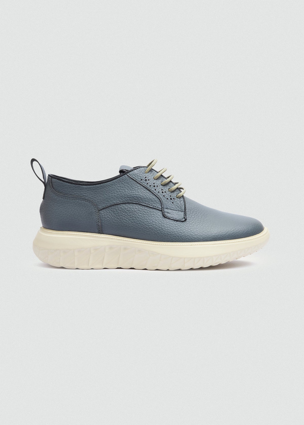 Pebbled Leather Lace-Up — Grey