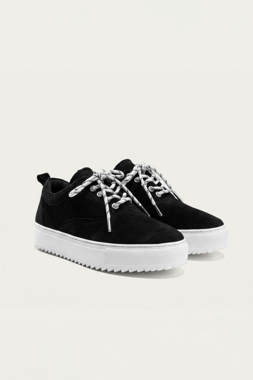 Stitched Suede Sneaker — Black