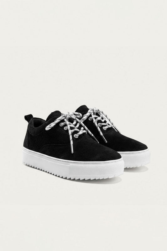 Stitched Suede Sneaker — Black