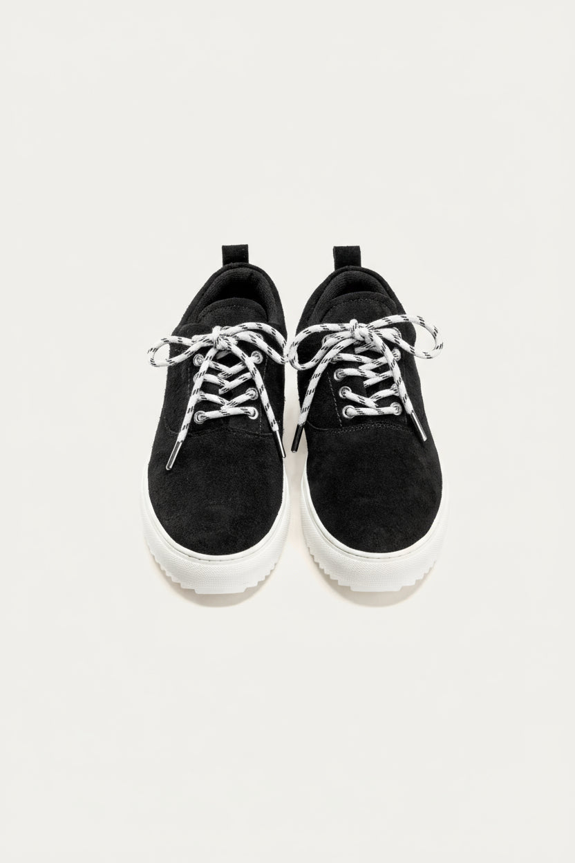 Stitched Suede Sneaker — Black