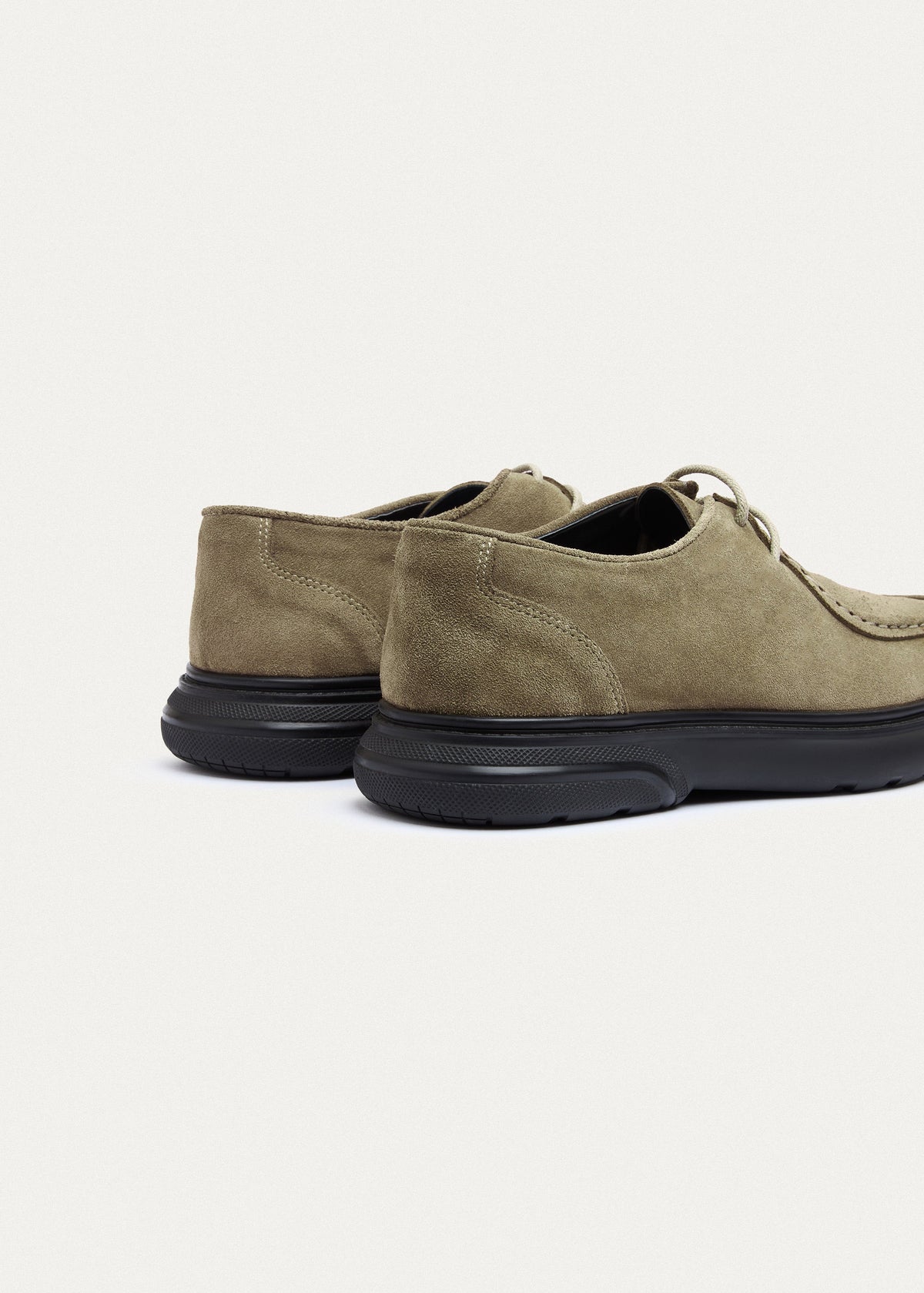 Suede Lace-Up — Beige