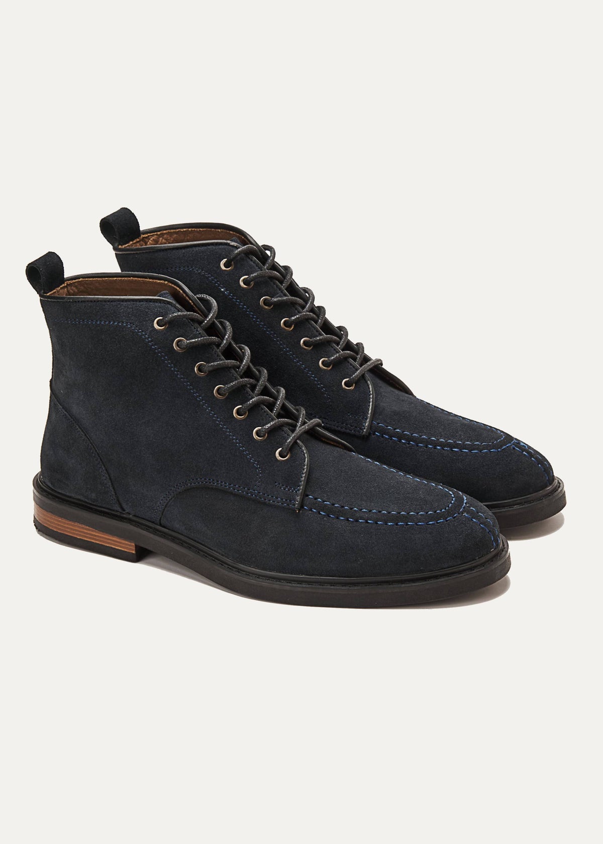 Leather Moc-Toe Half Boot — Blue