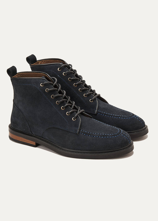 Leather Moc-Toe Half Boot — Blue