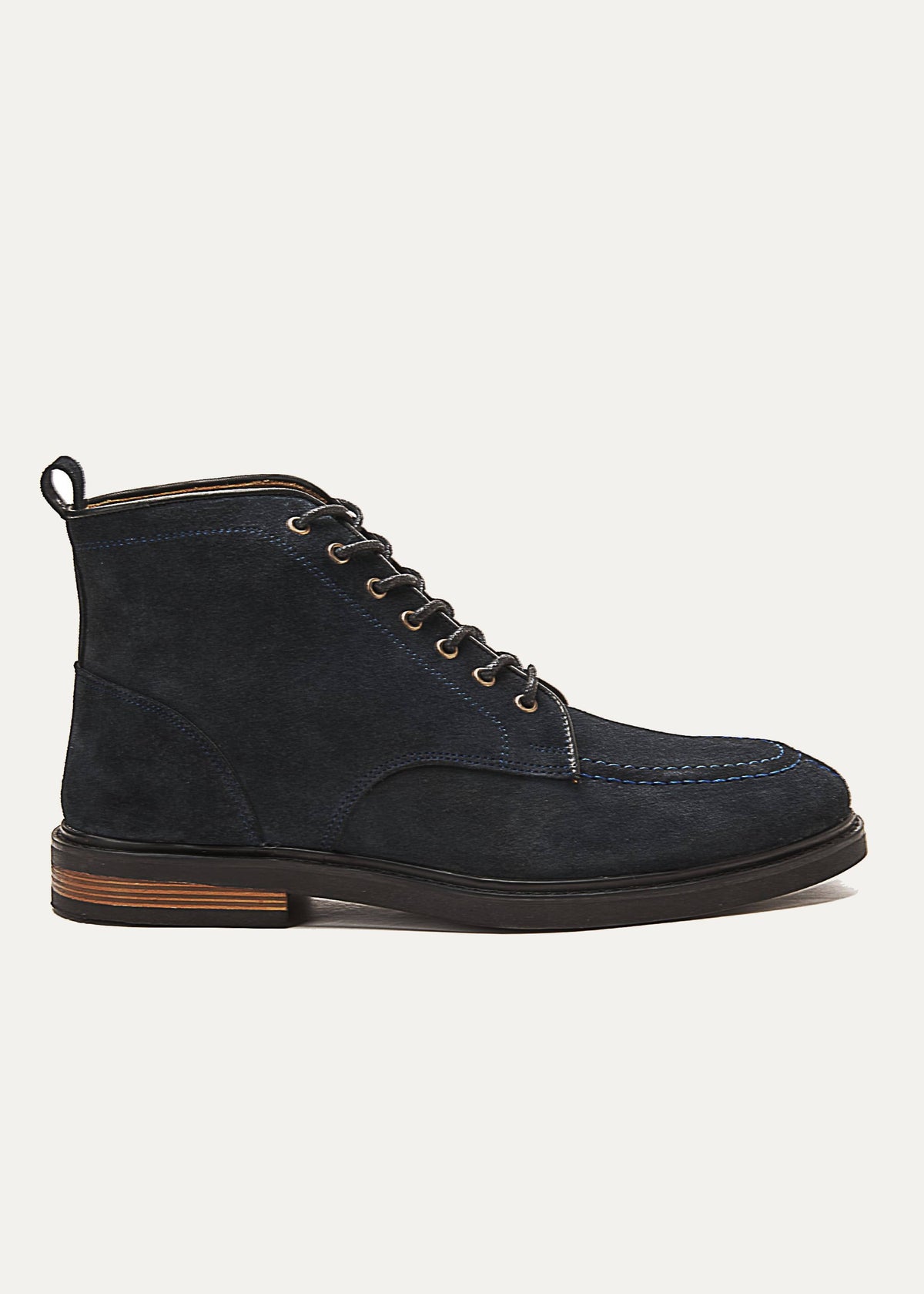 Leather Moc-Toe Half Boot — Blue