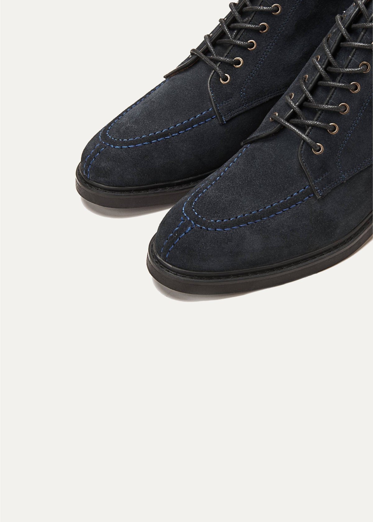 Leather Moc-Toe Half Boot — Blue