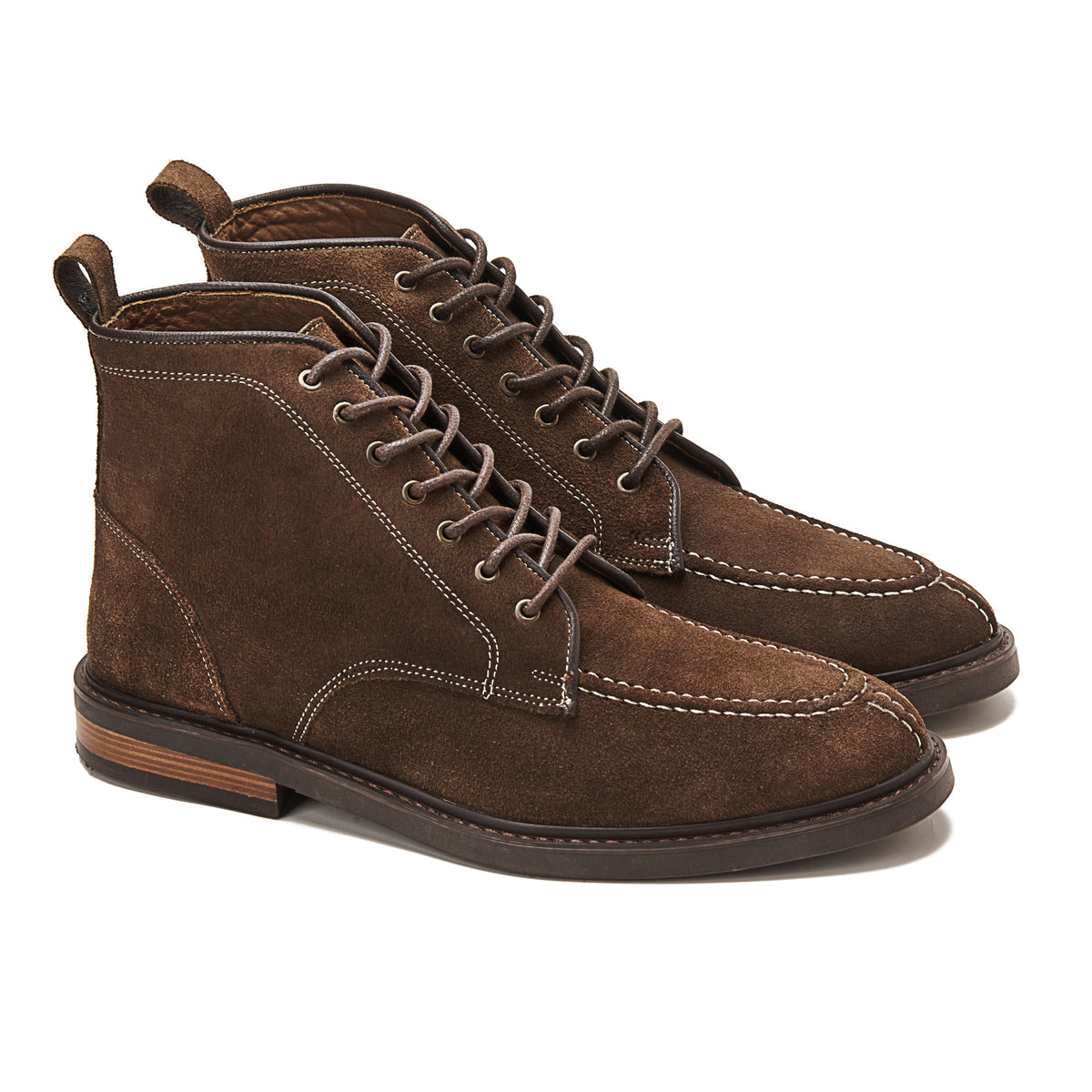 Leather Moc-Toe Half Boot — Brown