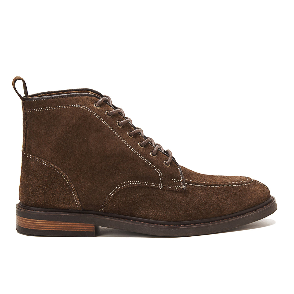 Leather Moc-Toe Half Boot — Brown