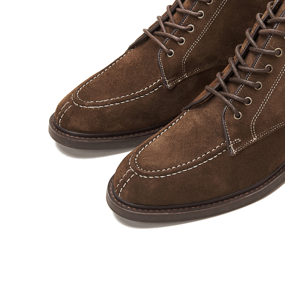 Leather Moc-Toe Half Boot — Brown