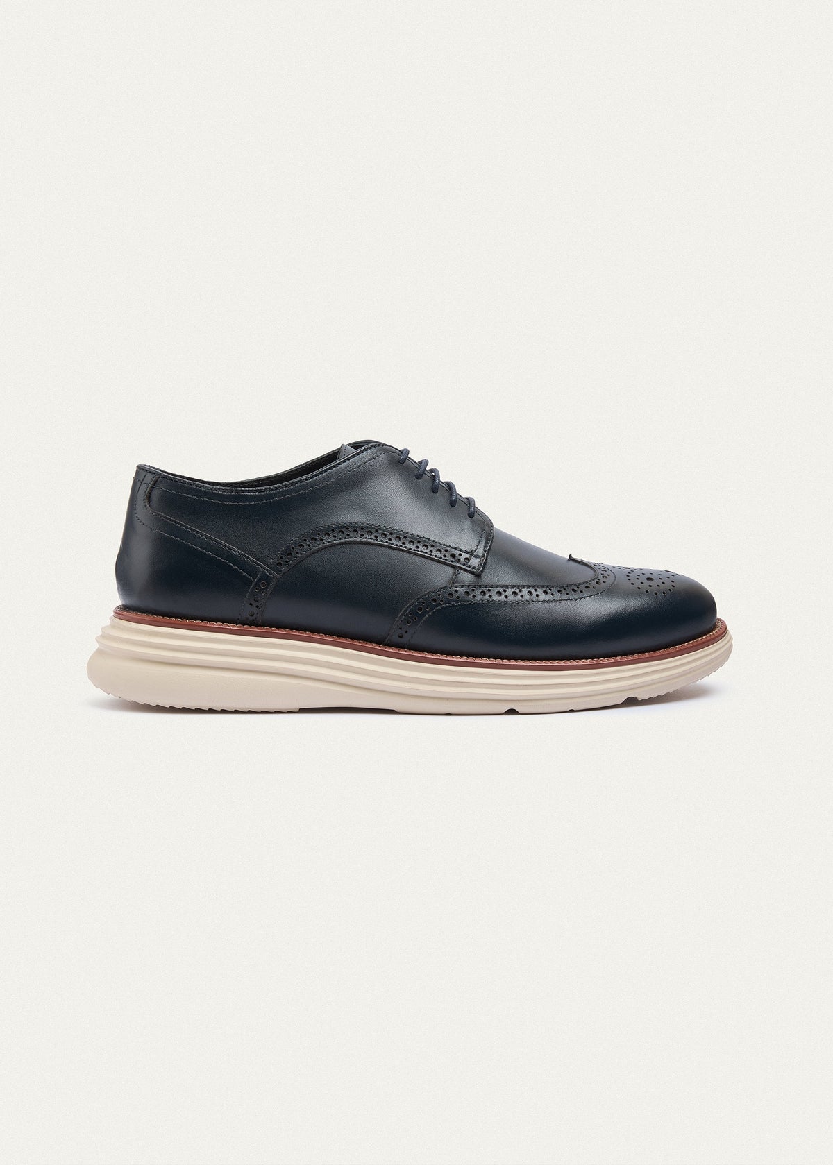 Wingtip Leather Derby — Navy Blue