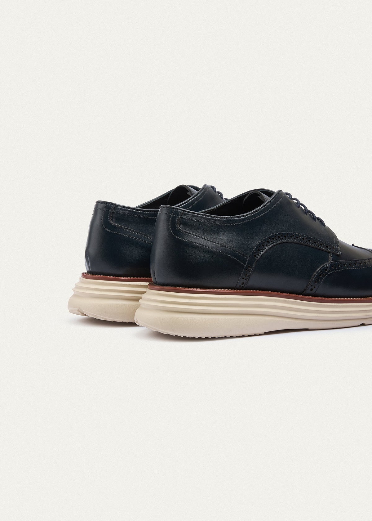 Wingtip Leather Derby — Navy Blue