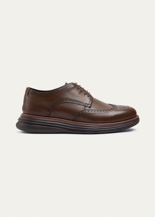 Wingtip Leather Derby — Brown