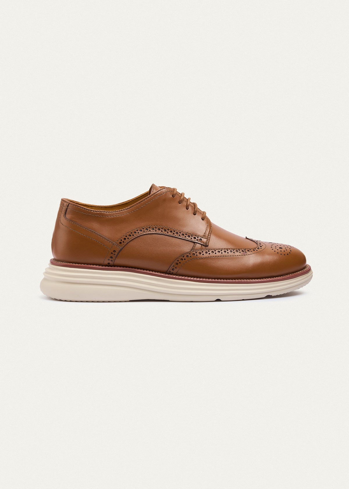 Wingtip Leather Derby — Tan