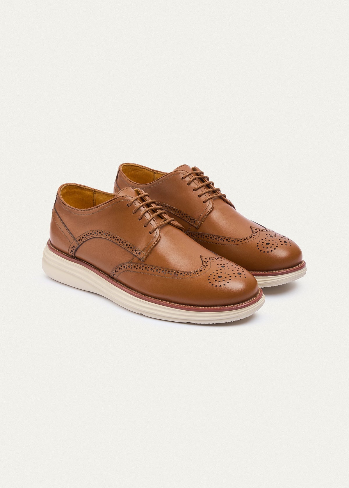Wingtip Leather Derby — Tan