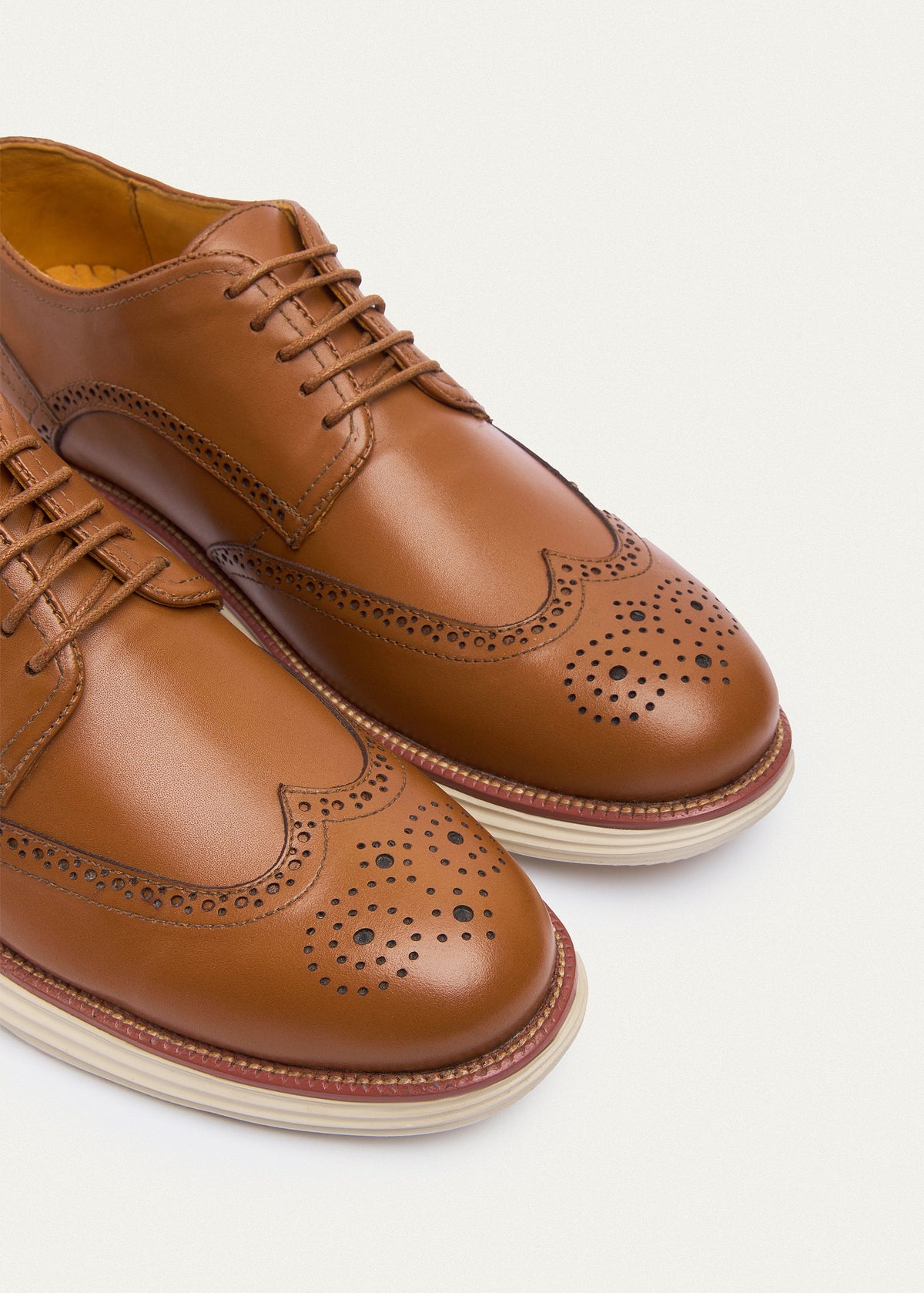 Wingtip Leather Derby — Tan