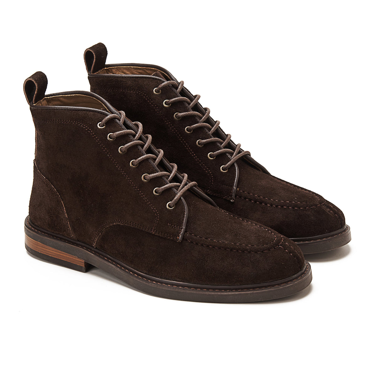 Leather Moc-Toe Half Boot — Dark Brown