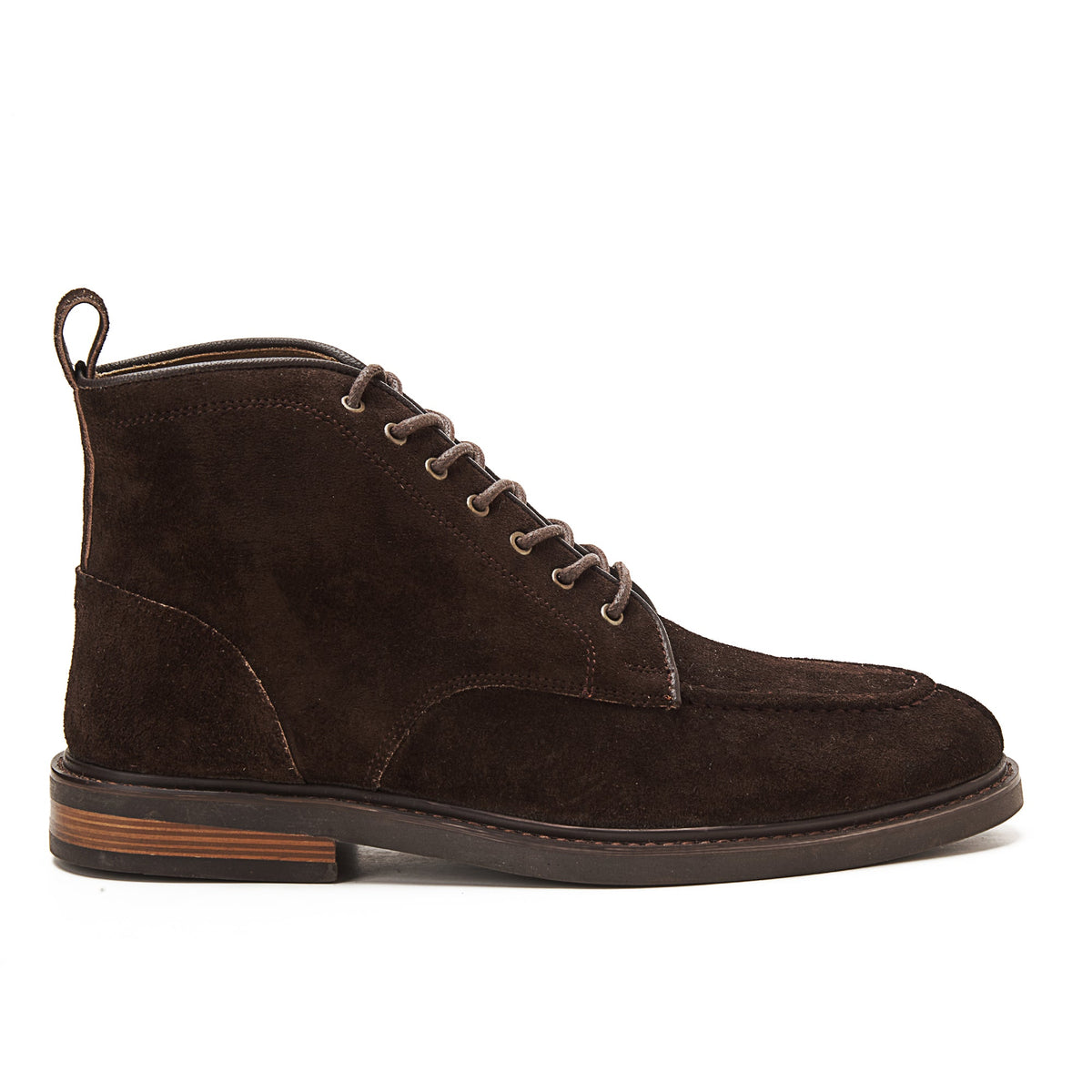 Leather Moc-Toe Half Boot — Dark Brown