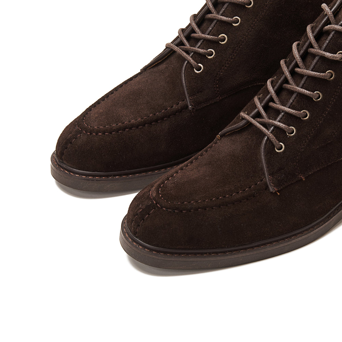 Leather Moc-Toe Half Boot — Dark Brown