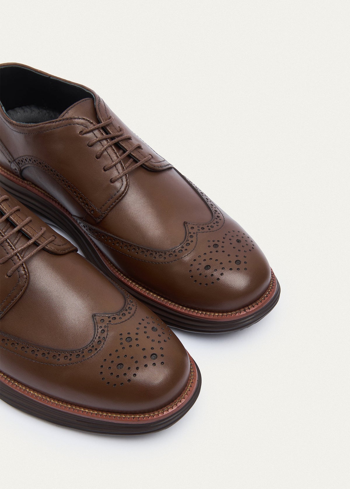 Wingtip Leather Derby — Brown