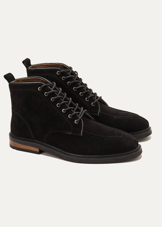 Leather Moc-Toe Half Boot — Black