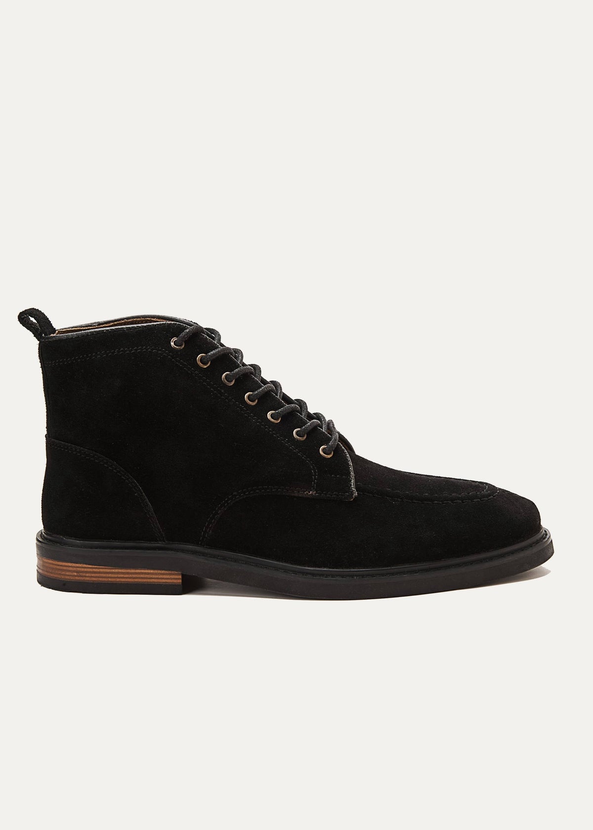 Leather Moc-Toe Half Boot — Black