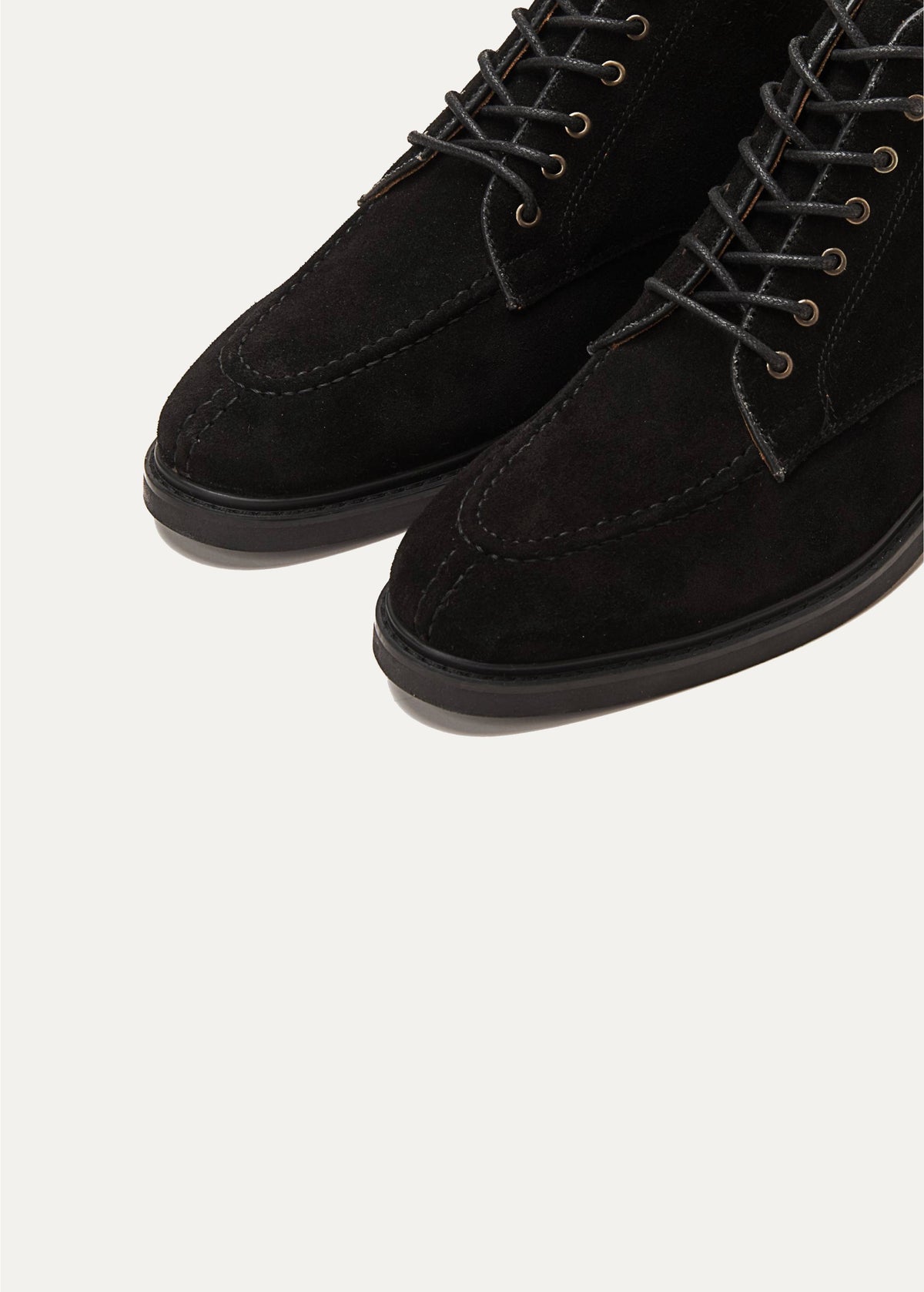 Leather Moc-Toe Half Boot — Black