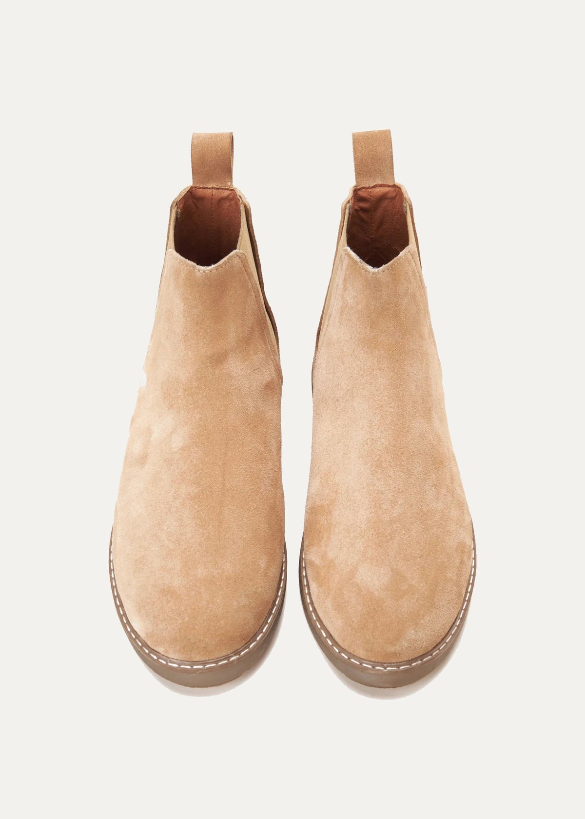 Plain Suede Chelsea Half Boot — Beige