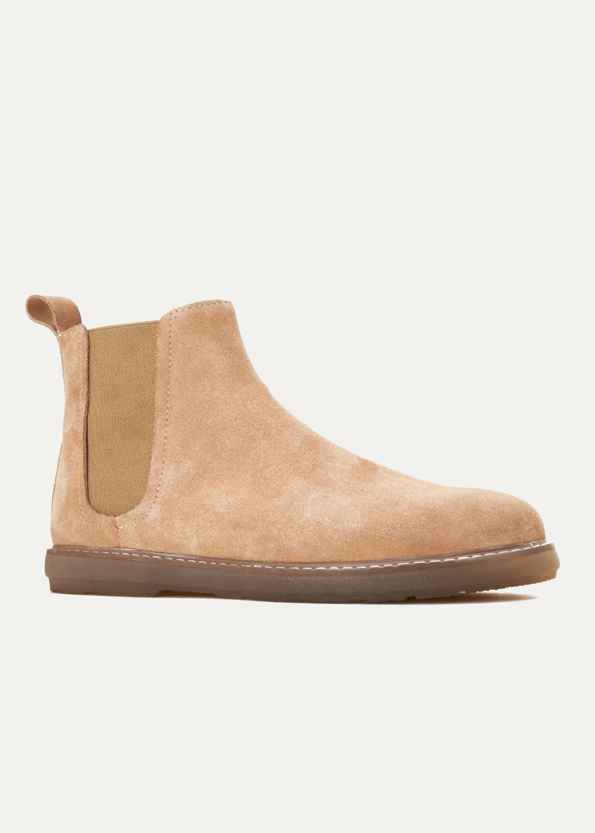 Plain Suede Chelsea Half Boot — Beige
