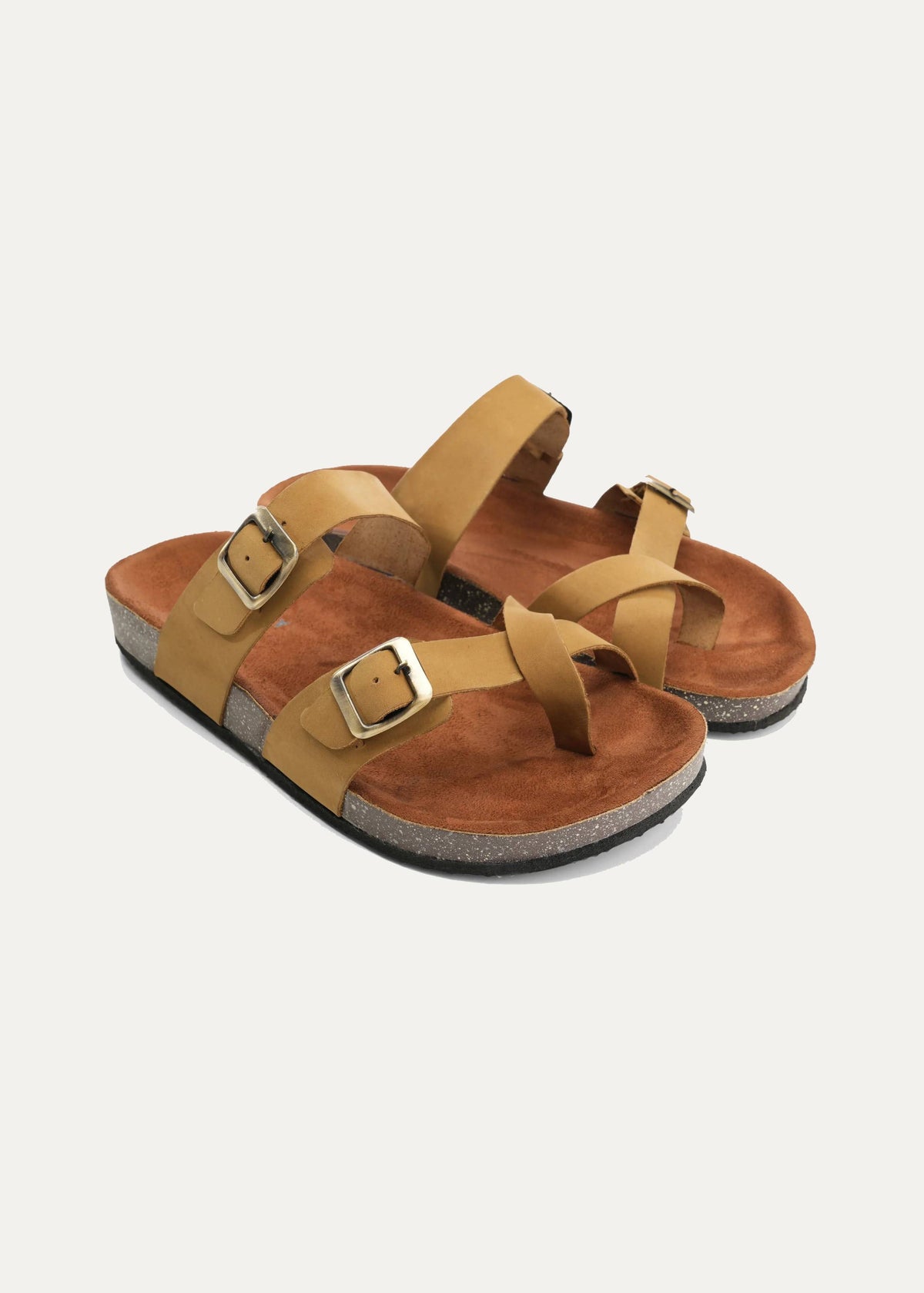 Leather Toe-Loop Sandal — Sandy Brown
