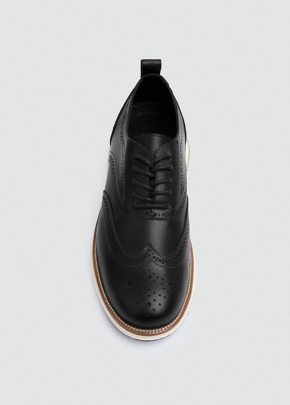 Wingtip Leather Lace-Up — Black