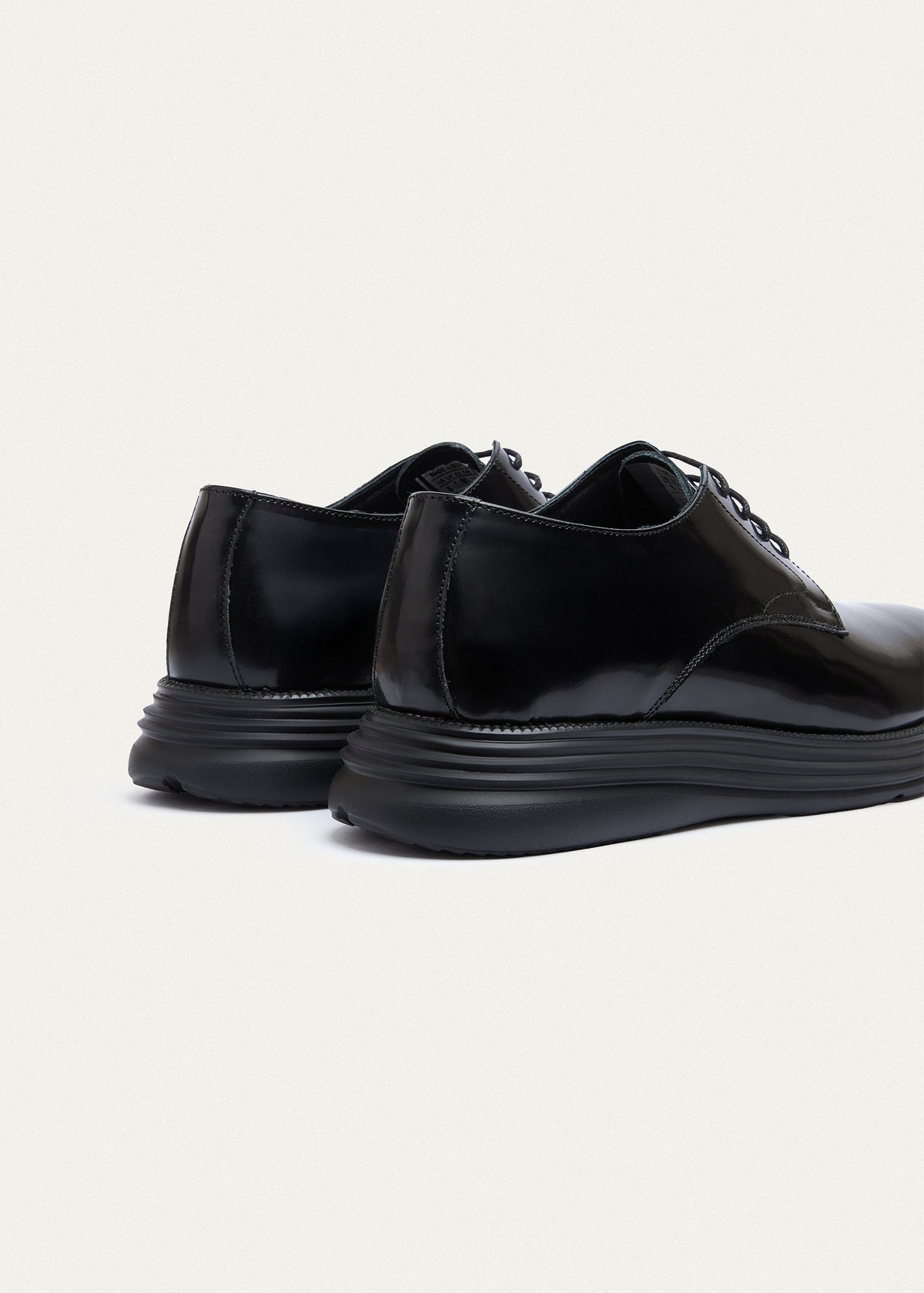 Plain-Toe Patent Lace-Up — Black