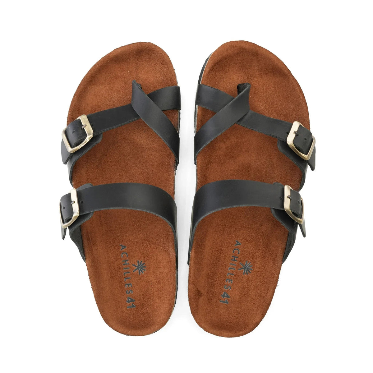 Leather Toe-Loop Sandal — Black