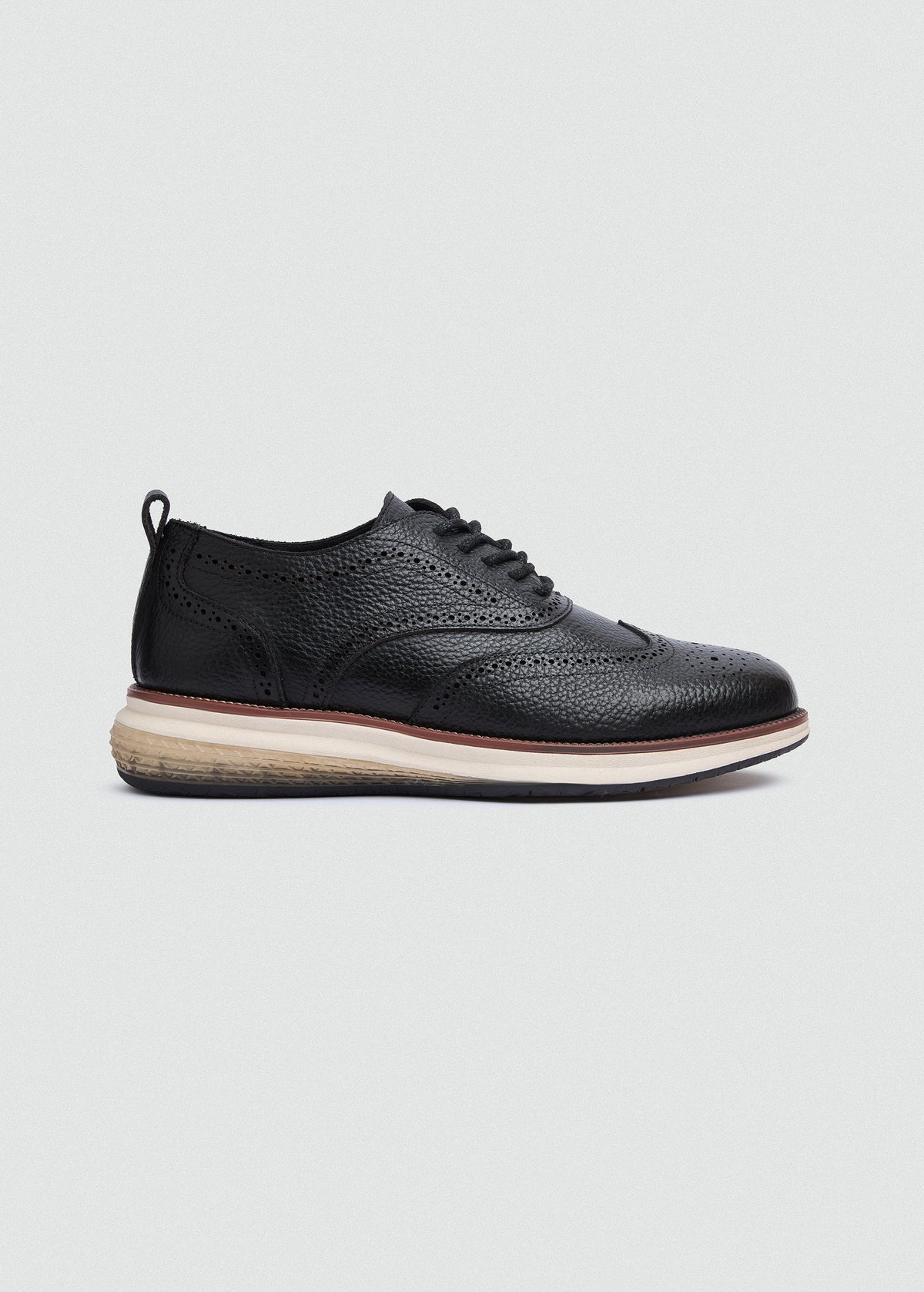Wingtip Textured Lace-Up — Black