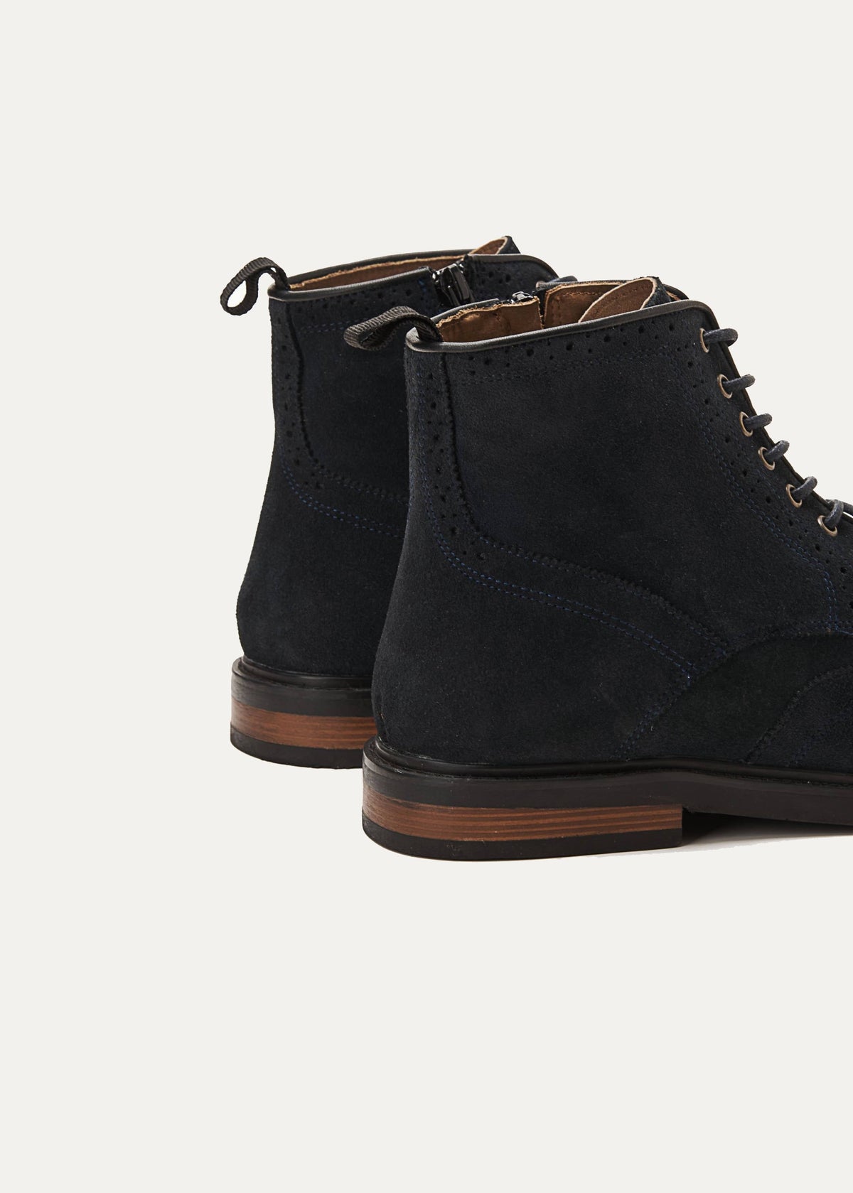 Leather Lace-Up Half Boot — Blue