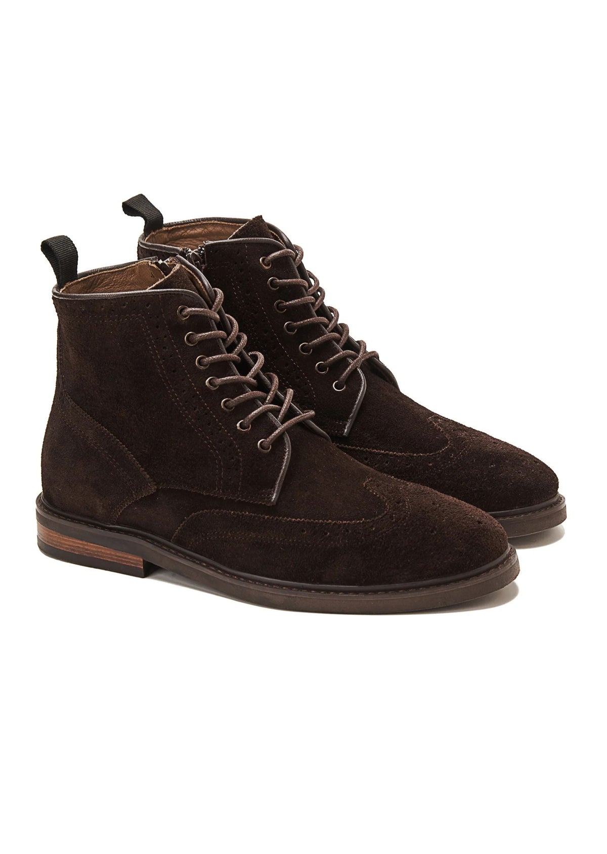 Leather Lace-Up Half Boot — Brown